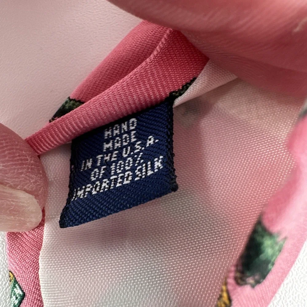 Vineyard Vines Silk Neck Tie Men's Pink 2008 US Open Golf Novelty Print USA Made